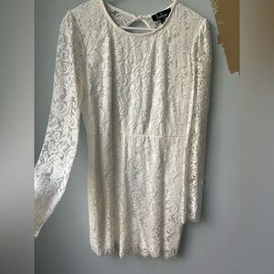 Lulus white lace formal mini dress with open back